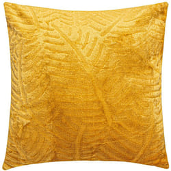Coussin Feuilles jaune moutarde 40x40cm - Atmosphera créateur d'intérieur