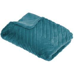 Atmosphera - Plaid en fausse fourrure - 3D géo - 120 x 160 cm - Bleu canard - Livraison gratuite