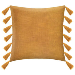 Coussin gypsy avec pompons Jaune Ocre 50x50 cm