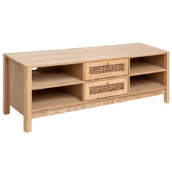 Le Meuble TV 2 Tiroirs Arty Beige d'Atmosphera est une pièce de mobilier conçue pour ceux qui recherchent à la fois une esthé ...