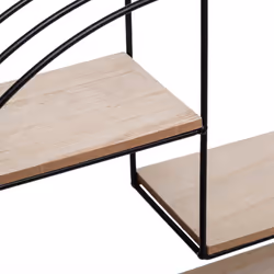 Étagère Mur Bois / Métal Rond Noir