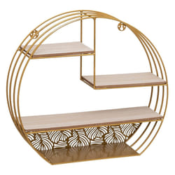 Étagère Mur Bois et Métal Rond Gold