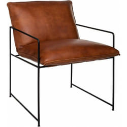 Fauteuil Kanat en cuir - Marron - l 59 x h 80,5 cm - Collection Vintage vibes - Livraison gratuite