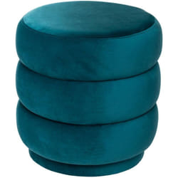 Atmosphera - Pouf Sinan velours bleu canard créateur d'intérieur