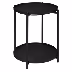 Cette table à café ronde en métal dispose de 2 niveaux : parfait pour le rangement ou la déco. Les plateaux sont amovibles, v ...