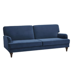 Canapé Banquette 3 Places Velours Bleu Tova - Atmosphera
