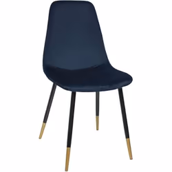 Chaise en velours bleu - ATMOSPHERA - Tyka - Pieds dorés - Design élégant et moderne
