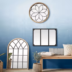 Miroir Rosace en Métal / Bois D64