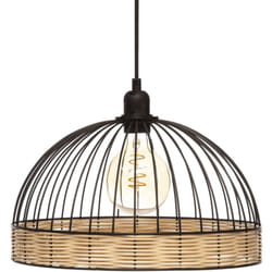 Atmosphera - Suspension métal filaire rotin 'Suwa' - Noir - d 35 cm - Livraison gratuite