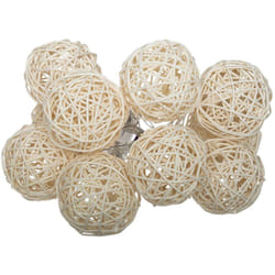 Atmosphera - Guirlande led Rotin 10 boules pile blanc ivoire L162cm créateur d'intérieur
