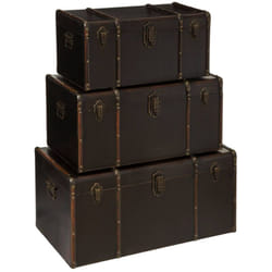 Atmosphera - Set de 3 malles british flower noir L61 71 81cm créateur d'intérieur