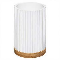 5five - Rangement Salle de Bain : Gobelet pour Brosse à Dents en Céramique - Design Blanc Épuré de 7 cm