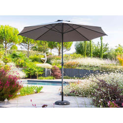 Hesperide - Parasol droit rond Loompa ardoise 3m en aluminium - Hespéride