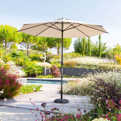 Hesperide - Parasol droit rond Loompa taupe 3m en aluminium - Hespéride