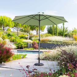 Hesperide - Parasol droit rond Loompa vert olive 3m en aluminium - Hespéride