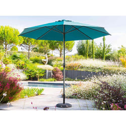 Hesperide - Parasol droit rond Loompa bleu canard 3m en aluminium - Hespéride