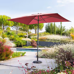 Description générale Profitez sereinement du soleil avec le parasol rectangulaire Loompa coloris bordeaux de la marque Hespér ...
