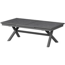Table de jardin extensible Axiome ardoise granitée 12 places en aluminium traité époxy - Hespéride