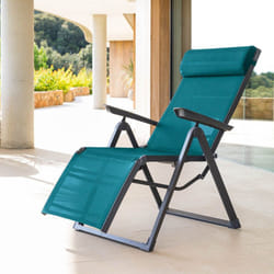 Hesperide - Fauteuil de jardin inclinable Decima bleu canard & graphite 8 positions en aluminium traité époxy - Hespéride