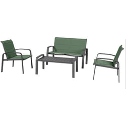 Salon Elyn 4 montants aluminium et texaline olive graphite - l. 64 x p. 31 x h. 116 cm