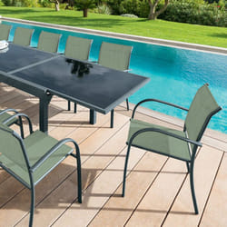 Hesperide - Fauteuil de jardin empilable Piazza vert olive & graphite en aluminium traité époxy - Hespéride