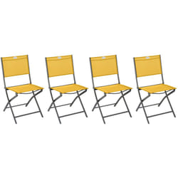 Hesperide - Lot de 4 chaises de jardin pliantes Modula jaune moutarde & graphite en acier traité époxy - Hespéride