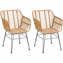 Description générale Offrez à votre terrasse une touche rétro et exotique avec ce lot de 2 fauteuils de jardin LAMBADA. Dotés ...
