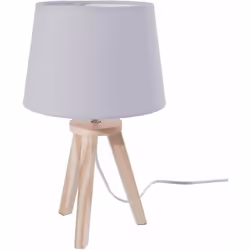Description générale Cette lampe à trois pieds en bois, de couleur grise, mesure 18,5 x 31 cm. Elle est dotée d'un abat-jour ...