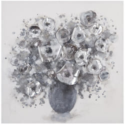 Toile PEI bouquet gris 58X58