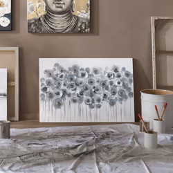 Toile bouquet gris 60X90