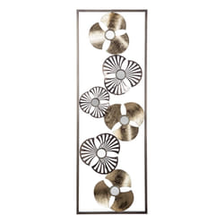 Décoration murale métal fleur Doré et Argenté H89