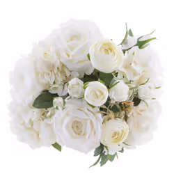 Bouquet de 18 fleurs blanches H50