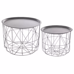 Tables à café gigognes - ATMOSPHERA - Lot de 2 - Métal - Design moderne - Plateaux amovibles