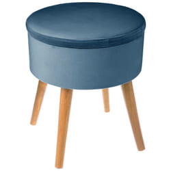 Atmosphera - Tabouret coffre Tess velours bleu créateur d'intérieur