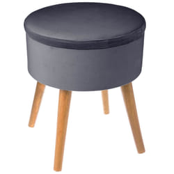 Tabouret coffre velours gris foncé