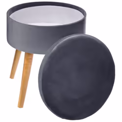 Tabouret coffre velours gris foncé