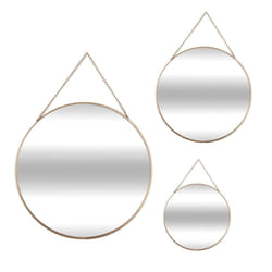 Lot de 3 miroirs ronds avec chaine Doré