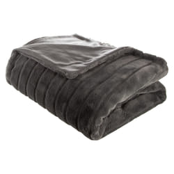 Plaid fourrure gris foncé 180X230
