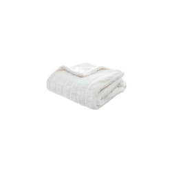 Plaid en fausse fourrure - Manoir - 120 x 160 cm - Blanc - Livraison gratuite