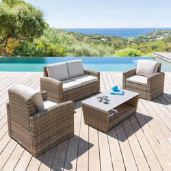 Salon de jardin Polynésia naturae 4 places en aluminium traité époxy - Hespéride