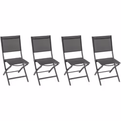 Lot de 4 chaises de jardin pliantes Essentia anthracite & graphite aluminium traité époxy - Hespéride
