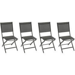Lot de 4 chaises de jardin pliantes Essentia anthracite & graphite aluminium traité époxy - Hespéride