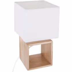 Lampe bois carrée H32 Beige - ATMOSPHERA