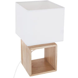 Lampe bois carrée H32 Beige - ATMOSPHERA