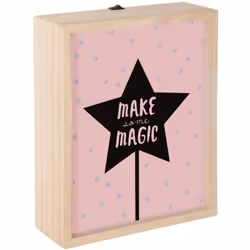 Boîte lumineuse LED - 6 posters Rose - Bois et PVC - Fonctionne à piles Dimensions : L. 23 x l. 18 x H. 7 cm Tendance : Roman ...
