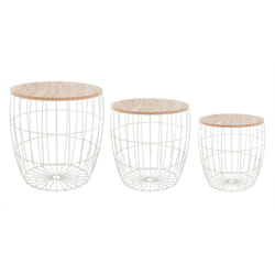 Atmosphera - Lot De 3 Tables De Cafés Atomic Blanc