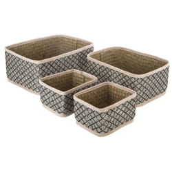 Lot de 4 paniers rectangulaires nomades en papier et osier