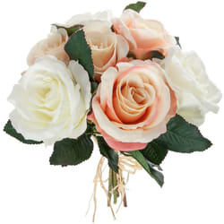 Bouquet de Fleur  7 Roses  30cm Rose & Blanc