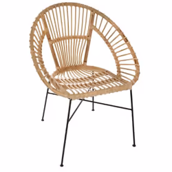 Description générale Le Fauteuil En Rotin Et Métal Keko Beige d'Atmosphera allie élégance et confort, offrant une assise chal ...