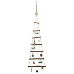Déco De Noël Sapin À Suspendre En Bois Avec Déco H 75 Cm - Feeric Christmas